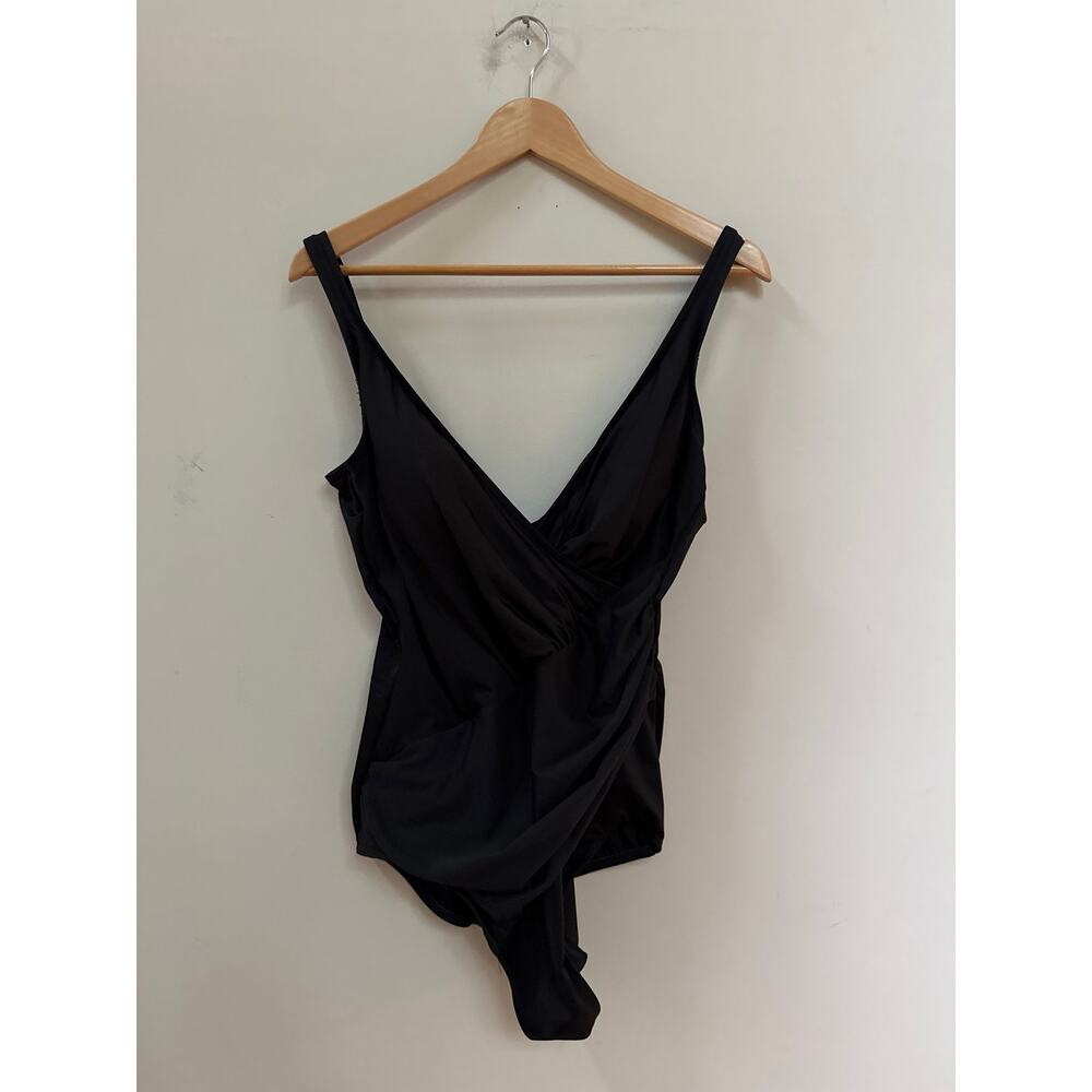 Vintage Miraclesuit Black Slimming One Piece Swimsuit Women Size US 14 UK 16